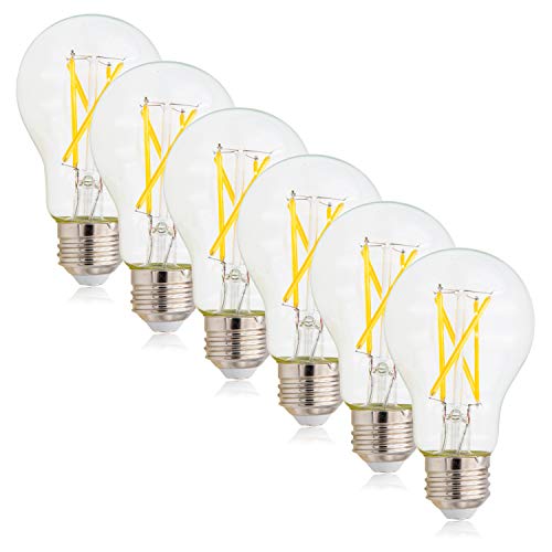 Maxxima Clear A19 LED Filament Light Bulb - 800 Lumens, Dimmable Edison Style, 60 Watt Equivalent, 7 Watt LED, 2700K Soft White, Vintage Style Bulb, Ideal for Home, Restaurant, Bar - 6 Pack
