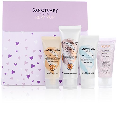 Preisvergleich Produktbild Sanctuary Spa Geschenkset für Babyparty, mit feuchter Haut Feuchtigkeitspflege, Fersenbalsam, Handcreme und Gesichtsreinigung