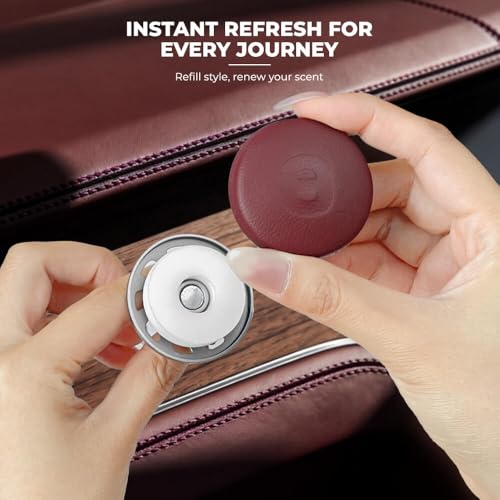 Image of Keyzone Premium Leather Key Cover & AC Vent Car Perfume Combo (4 Fragrances) | Compatible for Porsche Taycan, Cayenne, Panamera, 911, Carrera 3 Button Smart Key (Red)
