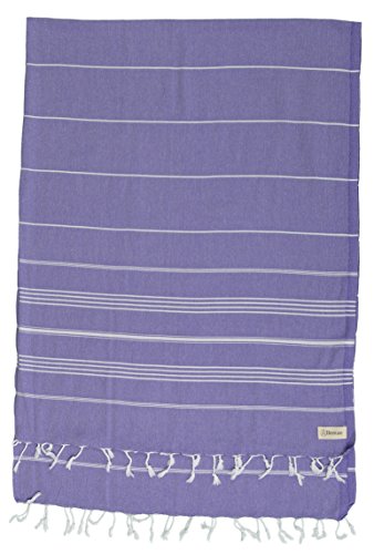 Bersuse Towels Anatolia XL Beach Blanket Throw Blanket Turkish Towel 100% Cotton Extra-Large Quick-Dry Lightweight Premium Peshtemal Towel - 61x82 Inches, Dark Purple