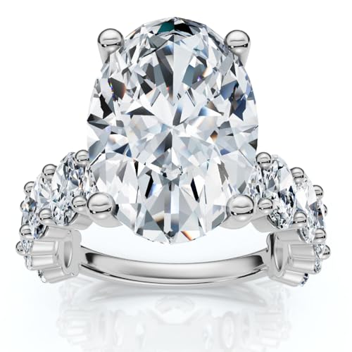 Pompeii Certified 6Ct Oval Diamond Engagement Ring 14k Gold Lab Grown (F/G,VS1-VS2)