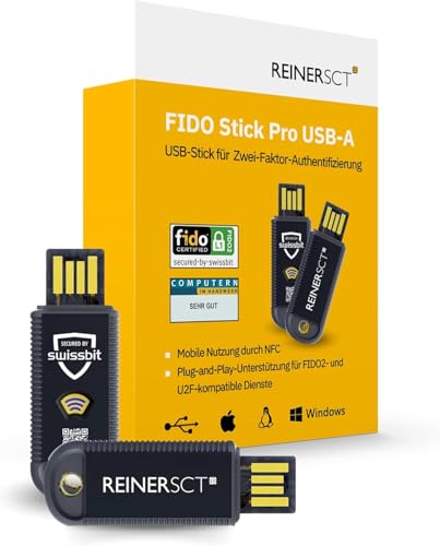 REINER SCT FIDO Stick Pro USB-A I Für FIDO2- und U2F-kompatible Dienste I Sicherheitsschlüssel für schnelle und unkomplizierte Zwei-Faktor-Authentisierung