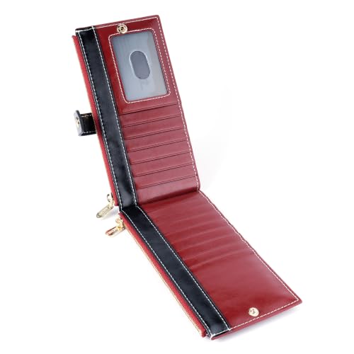 Image of ANDOILT Women's Genuine Leather Wallet RFID Blocking Credit Card Holder Zipper Purse Cell Phone Handbag