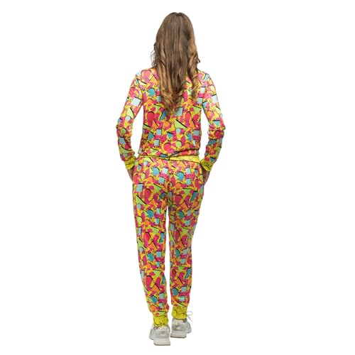Jogging années 80 imprimé graphique multicolore ensemble veste et pantalon