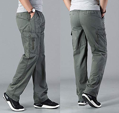 Banana Bucket Men's Full Elastic Waist Loose Fit Lightweight Workwear Pull On Cargo Pants #TOP2