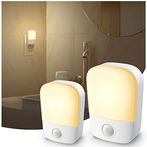 Specmsky Night Lights Plug into Wall[2 Pack], Night Light with Dusk to Dawn Sensor, 30/60LM Adjustable Brightness, 3000K Soft Warm Nightlights for Kids, Hallway, Bedroom, Bathroom and Kitchen