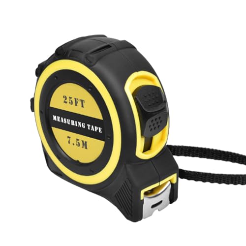 25フィート セルフロックスチール測定テープ - オートロックテープロール、インペリアル/メル法、建設、大工、電気技師用
