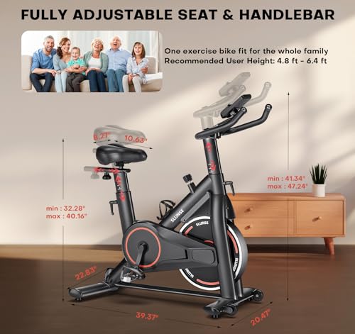 Slunse EB509C Exercise Bike, Adjustable Magnetic Resistance Brake Stationary Bikes For Home, Quiet Indoor Cycling Bike With Upgraded Seat Cushion thumb #6