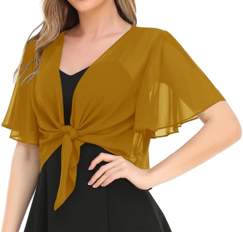 Image of Women's Solid Puff Sleeve Kimono Short Cardigan Loose Cover Up Casual Blouse Top Chiffon