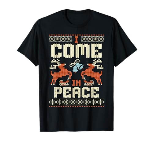 I Come In Peace Couple Matching Ugly Christmas Sweater Maglietta