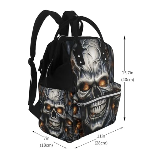 Sac à dos pour maman grand format imprimé tête de mort style décontracté