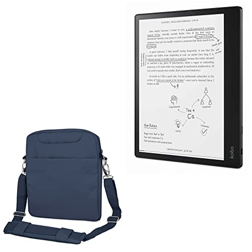 BoxWave Case Compatible With Kobo Elipsa - Encompass Urban Bag, Over Shoulder Messenger Straps Handle Bag Pockets - Navy