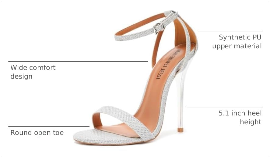 Image of MAIERNISI JESSI Unisex Men's Women's Stiletto Sandals with Ankle Strap, Open Toe High Heel, 5.1 Inch Heel