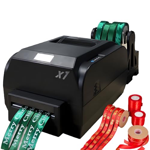 VsyPtyc Impresora Profesional de Cintas de satén, Impresora térmica de Etiquetas con Soporte, Compatible con más de 50 Idiomas, 150 mm/s, Cinta Decorativa DIY, para Bodas y Fiestas fourrow