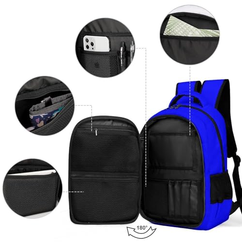 Men's Commuter Bag Large Travel Bag Portable Work Backpack With Double Zippers Klein Blue3