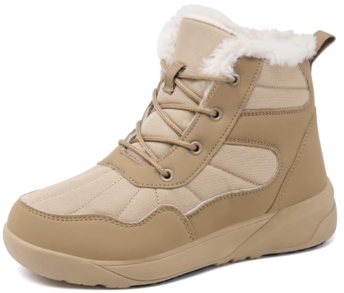 Image of ChayChax Women's Winter Snow Boots with Fur Lined Lightweight Ankle Booties Anti Slip Comfortable Warm Winter Shoes