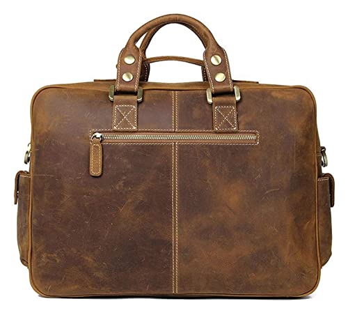 Laptop Briefcase Large Capacity, Leather Messenger Bag 15.6”Laptop Portfolio Multi Pocket Business Briefcase3
