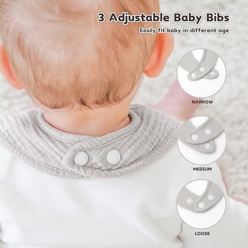 Image of Susurration Muslin Baby Drool Bibs 10Pack Soft Square Adjustable Bandana Bibs for Unisex Baby Girls & Boys