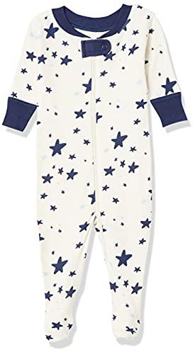 Image of Moon and Back Unisex Babies' one-Piece Organic Cotton Long-Sleeve Footed Pajamas