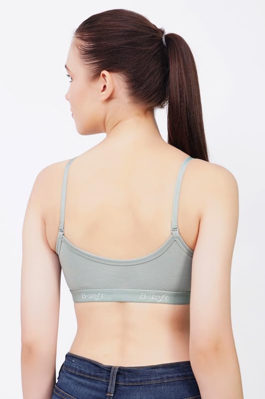 B-SOFT Cotton Medium Impact Sports Bra For Women | Daily Use | Non-Wired | Non-Padded | Seamless Bra | Full Coverage | Suitable For Gym, Yoga, Workout-36 (Rest, Light Green & Brown) - Image 9 thumbnail