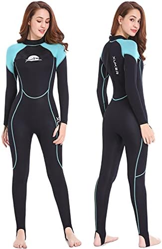 XUKER Wetsuit Women, 2mm Neoprene Long Sleeve Full Body Back Zip Wet Suit in Cold Water for Diving Surfing Snorkeling Kayaking Swimming Scuba Water Sports