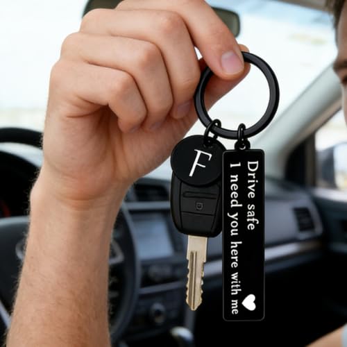 Image of drive safe keychain for him key rings for her men boyfriend