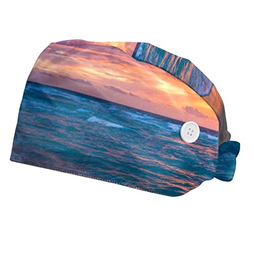 Chapeaux bouffants 2PCS motif surf et mer avec bandeau pour le travail