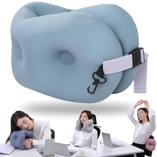 昼寝 枕 仮眠枕 デスク昼寝に使える 3連ドーナツ構造 快眠快息 (ミストグリーン)の商品画像（Amazon）