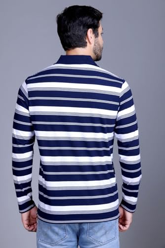 Image of SANE ORIGINALS Full Sleeves Polo T-Shirt for Men with Pocket || Stripe Collar and Pocket T-Shirt for Men Long Sleeves