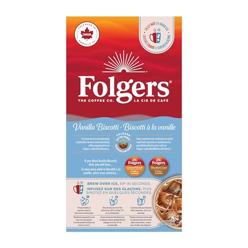 Image of Folgers Vanilla Biscotti Coffee K-cups, 30 Count, 270g /9.5 oz. Box (Imported from Canada)