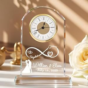 Personalized Crystal Wedding Clock, Together Forever Engraved, Personalized Anniversary Clock, Crystal for Him or Her