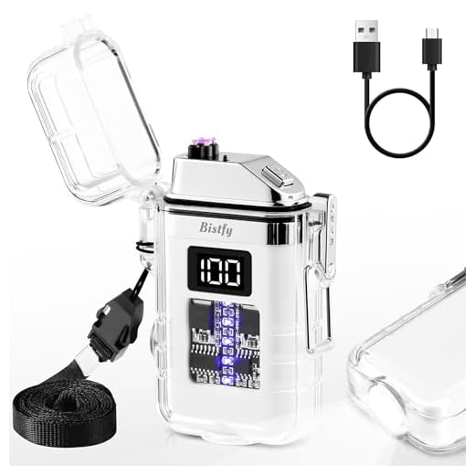 Bistfy Mechero Electrico con Linterna y LCD Pantalla Encendedor Eléctrico Tipo C USB Recargable, Plasma sin Llama Cortaviento y Impermeable Cool Encendedor para Camping Senderismo