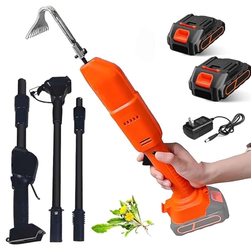 Zappatrice a Batteria, sarchiatrice Portatile con 2 batterie al Litio Ricaricabili e Asta telescopica, Utensili elettrici da Giardinaggio e rastrello, Doppio Interruttore(Cultivator+Pole)