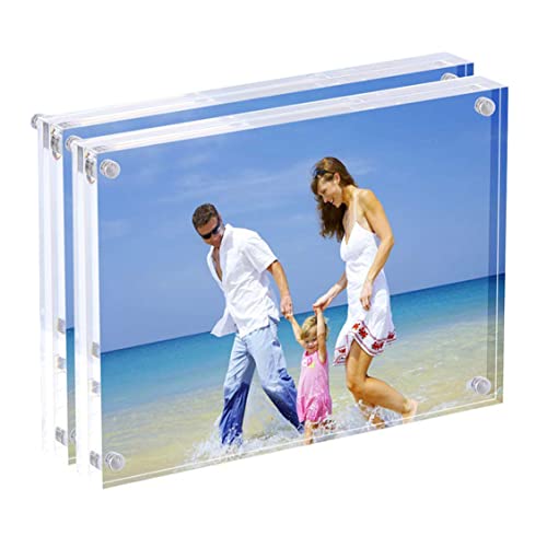 Reviews de portaretratos dia del padre de esta semana. 44 Marcos de fotos acrílicos, paquete de 2, marco magnético de doble cara de 6 x 8 pulgadas, pantalla de tarjetas postales sin marco de escritorio (Transparente, 6 x 8 pulgadas)
