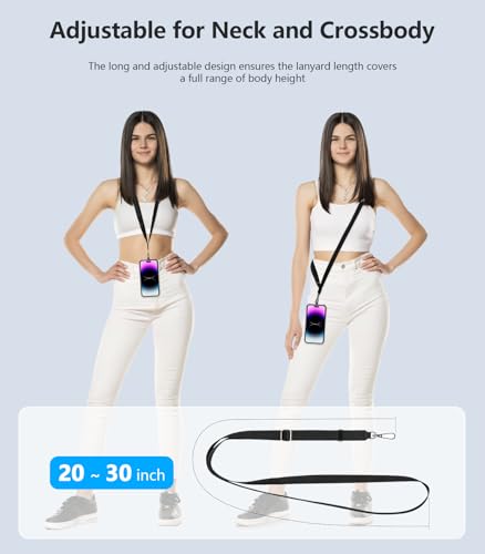 Cell Phone Lanyard Universal for iPhone Phone Full Case, Crossbody Cellphone Lanyards, Around Neck Hanging Necklace Sling, Cross Body Shoulder Strap, Anti-Theft, Hands Free (2 Pack Flat) — view 4