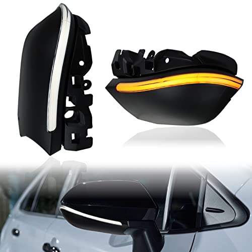 GEEGEETOP Black version LED Side Rearview Mirror Dynamic Amber Sequential Turn Signal DRL White Light Replacement for Toyota Corolla 2019-2022 2 In 1 Performance