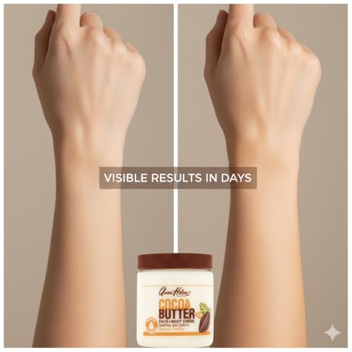 Queen Helene Cocoa Butter Face & Body Cream – Extra Rich Moisturizing Formula for Dry Skin | Softens, Smooths & Restores Radiance | 4.8 oz Jar