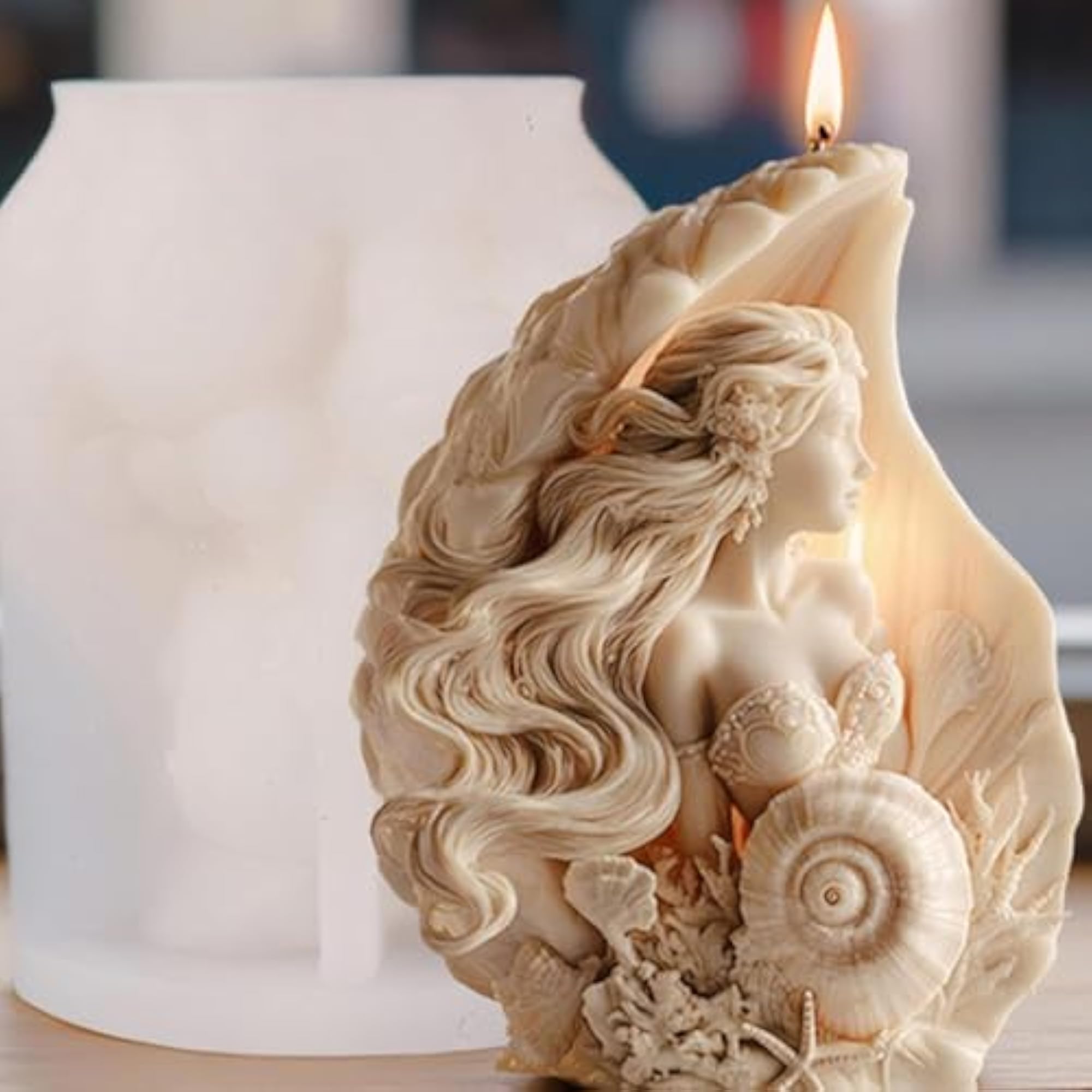 3D Seashell Shaped Girl Silicone Candle Mold for Aromatherapy