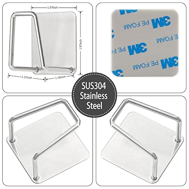 Sponge Holders for Kitchen Sink 2 Packs, Slivery 304 Multifuctional Stainless Steel Holder, 3.3 lbs Capacity