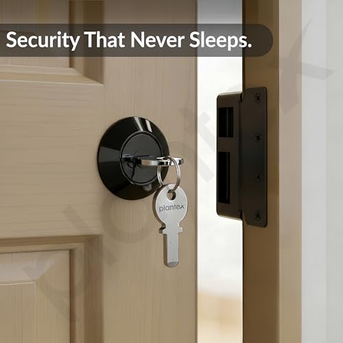 Image of Plantex Heavy Duty Door Lock with 5 Years Warranty /Night Latch Lock with Key & Knob for Main Door /Tribolt Lock for Inside Opening for Home,Hotel,Office - Pack of 1 (Z-Black)