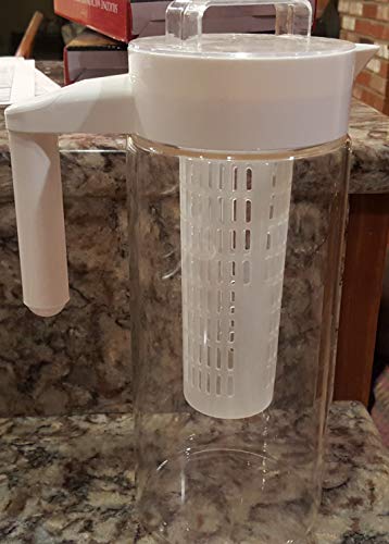 Premium Glass Water Pitcher With Fruit Infuser | Bpa Free Borosilcate Glass Infuser Pitcher With Lid | Enjoy Infusing Hot + Cold Tea, Coffee, Water, Juice, Vodka, Tequila - White 44 Oz - Cestari. #TOP6