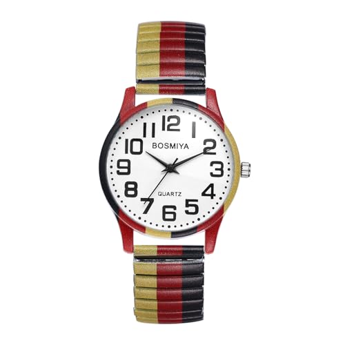 JewelryWe Montre Homme Femme Élastique: Montre Bracelet Extensible Analogique Quartz en Acier Inoxydable avec Cadran Grands Chiffres Arabes Facile à Lire et...