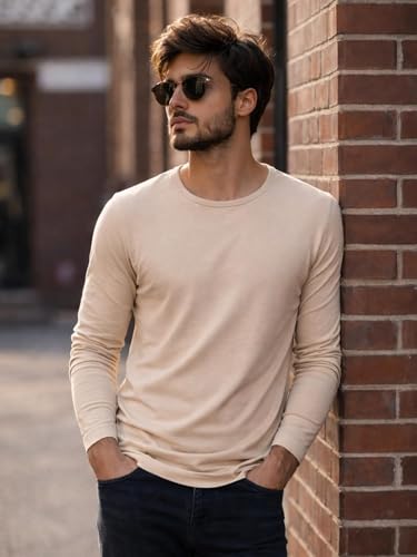 Image of Men's Regular Fit Plain Full Sleeve T- Shirt, Spun Cotton Fabric, Soft and Comfortable Casual Everyday Wear (Pack of 3) (Size Range S to 2XL)