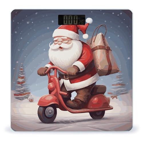 Báscula digital para baño con diseño de Santa Claus en scooter miniatura 1