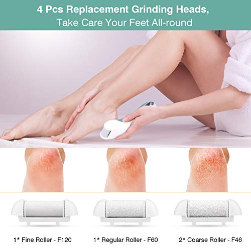 Elektrischer Hornhautentferner, etship Fußfeile Elektrisch Wiederaufladbarer, Fußpflege Pediküre Set, Abgestorbener Hautentferner für Füße, Foot File Electric mit 4 Rollen, 2 Geschwindigkeiten. - Image 3
