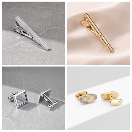 Image of Wynameleri Cufflinks and Tie Pins Tie Clips Set of 2 Accessories for Men