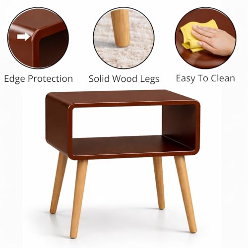 Image of SS Wood Nation Vintage Bookcase Nightstand, Coffee Table, End Table, Bedside Table for Compact Areas, Magazine Stand with Storage, and Living Room /Bedroom (Modern, Brown)