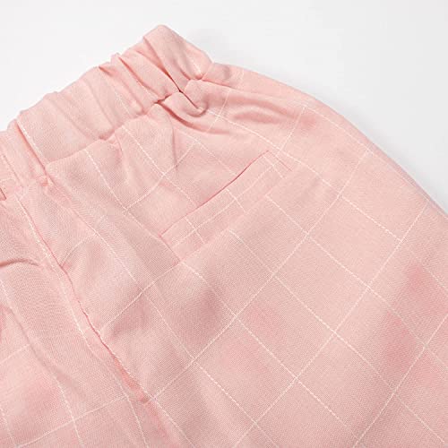 Lontakids 4Pcs Kids Boy’s Suits Summer Outfit Vest, Short Sleeve Shirt, Bowtie Pants Set For Wedding Graduation (Pink,10) #TOP1