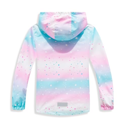 image for MGEOY Girls Rain Jacket Lightweight Waterproof Hooded Fleece Lined Rai