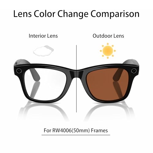 Image of YEIN Replacement Lenses for Ray-Ban Meta RW4006 /RW4012(50mm), Photochromic /Blue Light Blocking /Polarized Sunglasses Lenses